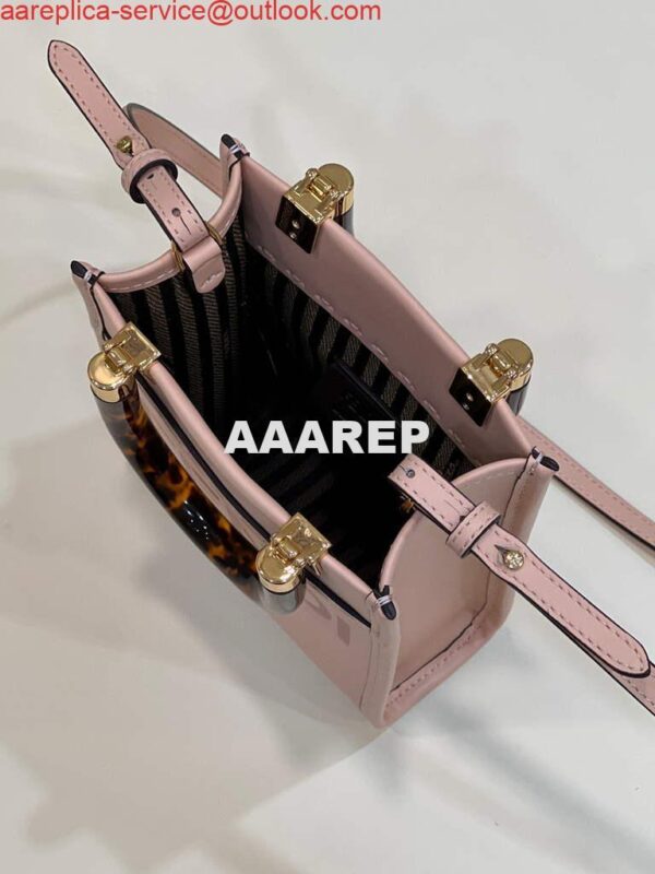 Replica Fendi 8BS051 Mini Sunshine Pink laminated leather shopper 8