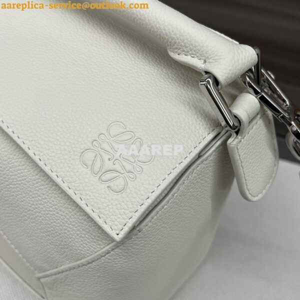 Replica Loewe Medium Puzzle Bag In Soft Grained Calfskin B510P49 White 3