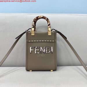 Replica Fendi 8BS051 MINI SUNSHINE SHOPPER Gray leather and elaphe mini-bag