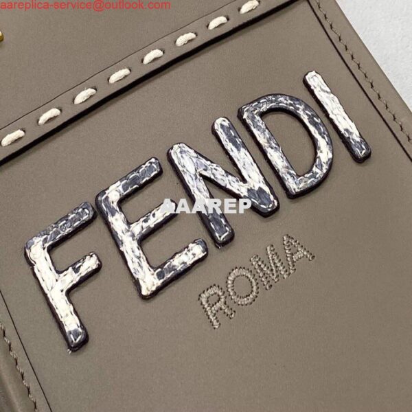 Replica Fendi 8BS051 MINI SUNSHINE SHOPPER Gray leather and elaphe mini-bag 4