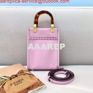 Replica Fendi 8BS051 Mini Sunshine Shopper Leather Bag 8376A Pink