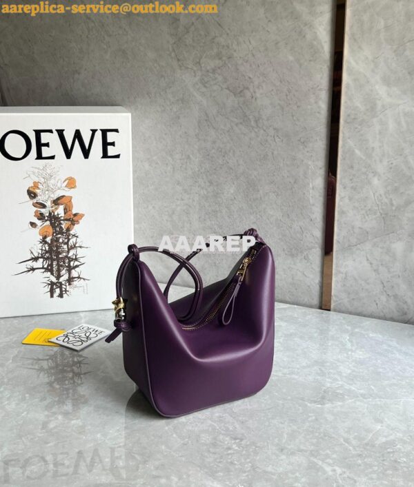 Replica Loewe Mini Hammock Hobo bag in classic calfskin A538G13 Purple 2