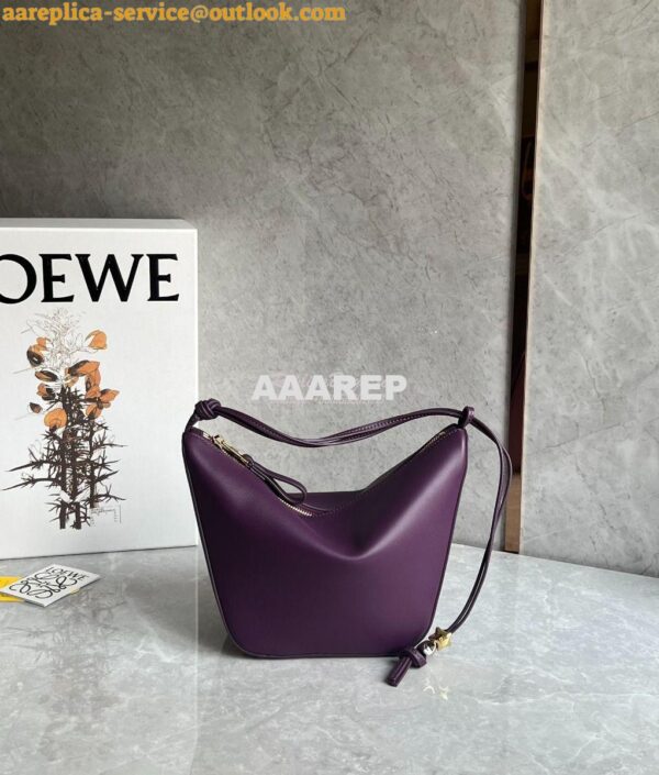 Replica Loewe Mini Hammock Hobo bag in classic calfskin A538G13 Purple 3