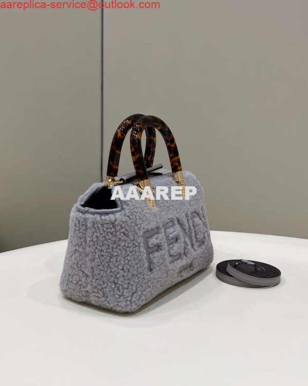 Replica Fendi 8BS067 By The Way Mini Light grey sheepskin small Boston bag