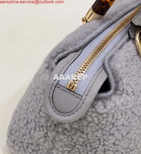 Replica Fendi 8BS067 By The Way Mini Light grey sheepskin small Boston bag 7