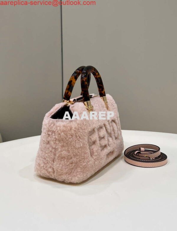 Replica Fendi 8BS067 By The Way Mini Light Pink sheepskin small Boston bag