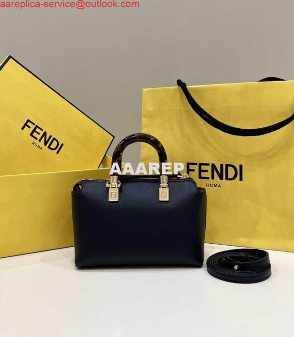 Replica Fendi 8BS067 By The Way Mini Small Boston bag in mint Black leather