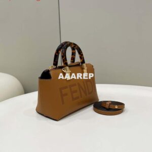 Replica Fendi 8BS067 By The Way Mini Small Boston bag in mint Brown leather 2