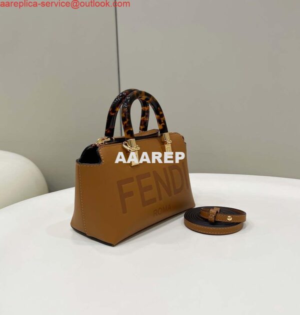 Replica Fendi 8BS067 By The Way Mini Small Boston bag in mint Brown leather 4