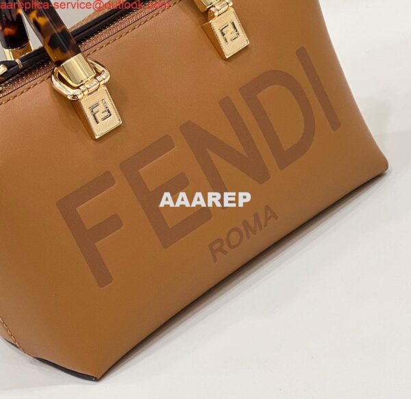 Replica Fendi 8BS067 By The Way Mini Small Boston bag in mint Brown leather 6