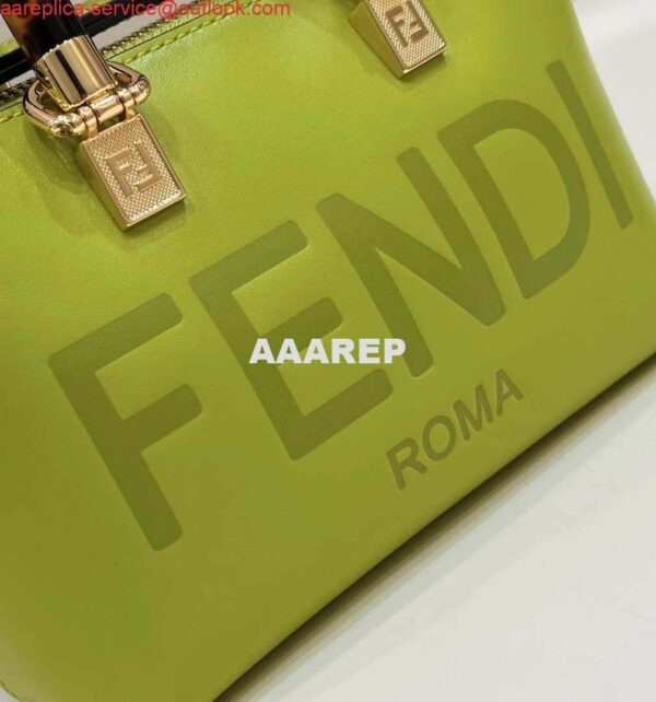 Replica Fendi 8BS067 By The Way Mini Small Boston bag in mint Grass Green leather 4