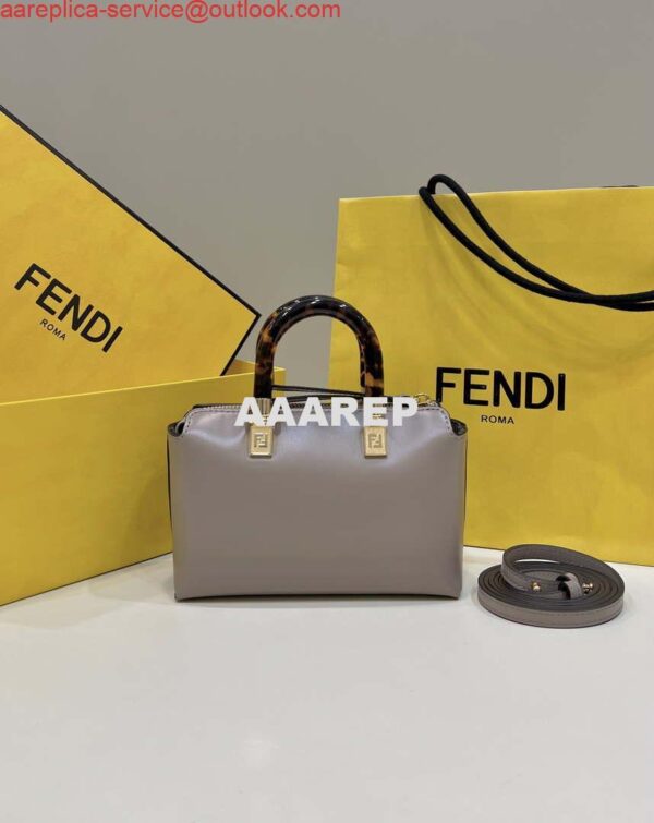 Replica Fendi 8BS067 By The Way Mini Small Boston bag in mint Gray leather