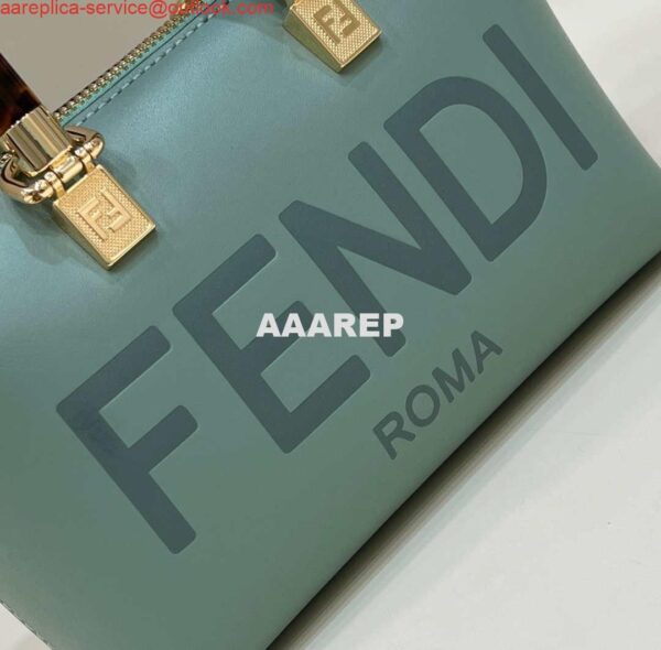 Replica Fendi 8BS067 By The Way Mini Small Boston bag in mint green leather 4