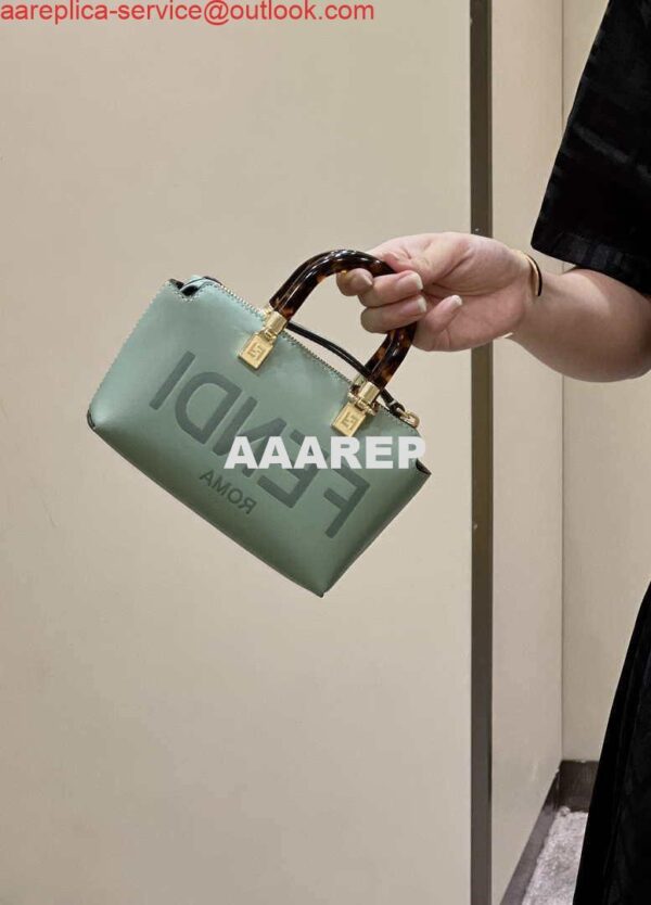 Replica Fendi 8BS067 By The Way Mini Small Boston bag in mint green leather 10