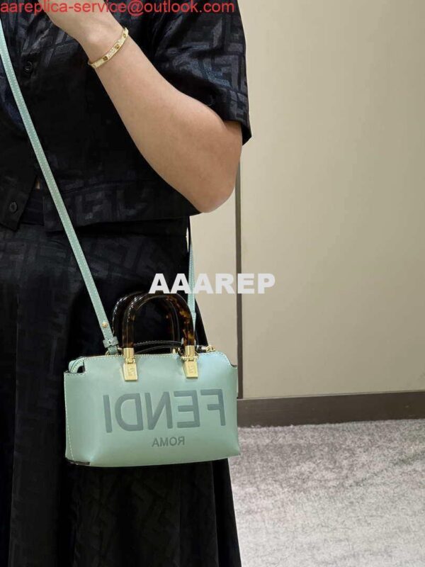 Replica Fendi 8BS067 By The Way Mini Small Boston bag in mint green leather 11