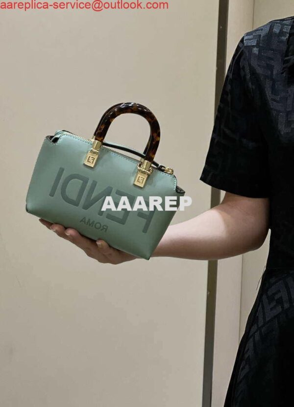 Replica Fendi 8BS067 By The Way Mini Small Boston bag in mint green leather 12