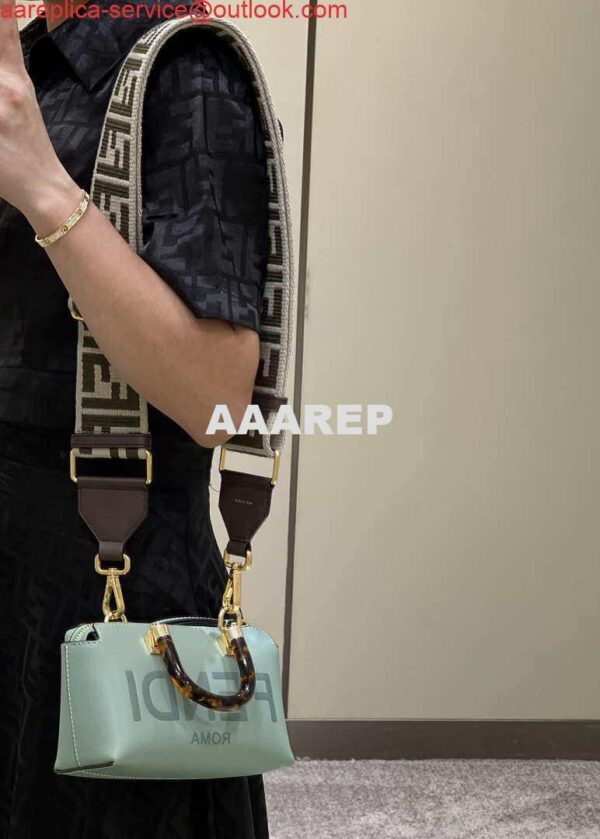 Replica Fendi 8BS067 By The Way Mini Small Boston bag in mint green leather 13