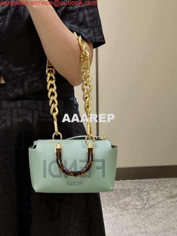 Replica Fendi 8BS067 By The Way Mini Small Boston bag in mint green leather 14