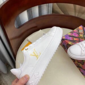 Replica Louis Vuitton Time Out Sneakers with Gold-glitter Signature 2