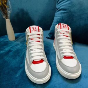 Replica Louis Vuitton White Charlie Sneaker Boots With Red Detail 2