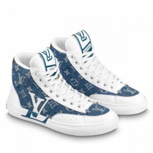 Replica Louis Vuitton Charlie Sneaker Boots In Blue Monogram Denim