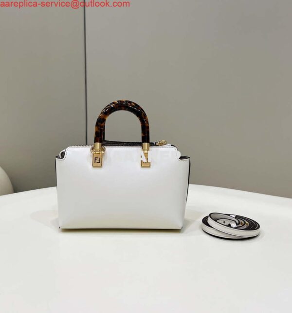 Replica Fendi 8BS067 By The Way Mini Small Boston bag in mint White leather