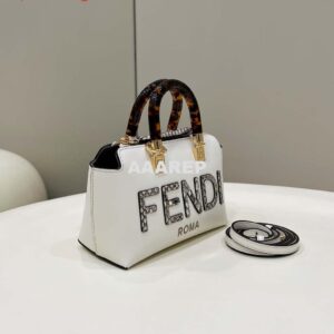 Replica Fendi 8BS067 By The Way Mini Small Boston bag in mint White leather 2