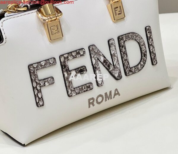 Replica Fendi 8BS067 By The Way Mini Small Boston bag in mint White leather 4