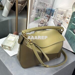 Replica Loewe Small Puzzle Bag In Classic Calfskin A510P60 Olive Green 2