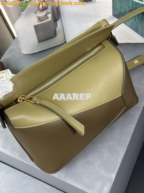 Replica Loewe Small Puzzle Bag In Classic Calfskin A510P60 Olive Green 5