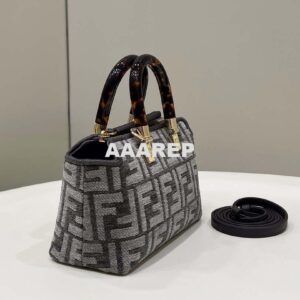 Replica Fendi 8BS067 By The Way Mini Small Boston Jacquard FF fabric bag Dark Gray