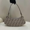 Replica Fendi 8BS068ALS9F1IVS O’Lock Swing Camellia leather and fox fur pouch 8573 White 2