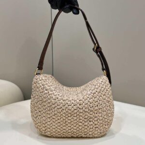 Replica Fendi 8BS069 Fendi Beige raffia bag Croissant bag 8373