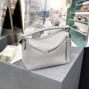 Replica Loewe Small Puzzle Bag In Soft Grained Calfskin A510P60 Pearl 2