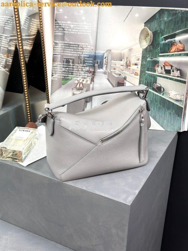 Replica Loewe Small Puzzle Bag In Soft Grained Calfskin A510P60 Pearl 4