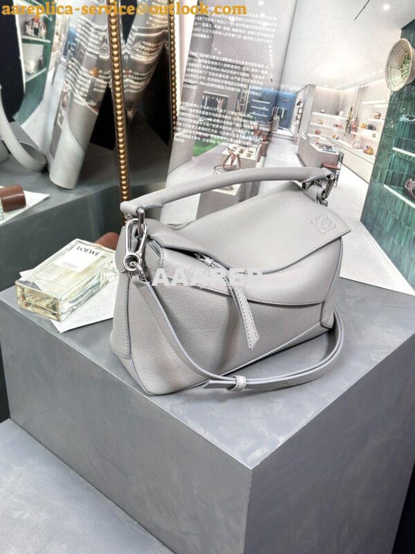 Replica Loewe Small Puzzle Bag In Soft Grained Calfskin A510P60 Pearl 5