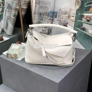 Replica Loewe Small Puzzle Bag In Soft Grained Calfskin A510P60 White