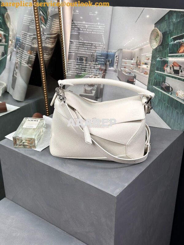 Replica Loewe Small Puzzle Bag In Soft Grained Calfskin A510P60 White 3