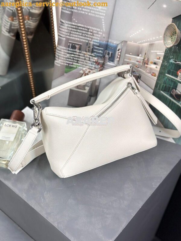 Replica Loewe Small Puzzle Bag In Soft Grained Calfskin A510P60 White 4