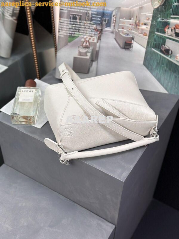 Replica Loewe Small Puzzle Bag In Soft Grained Calfskin A510P60 White 8