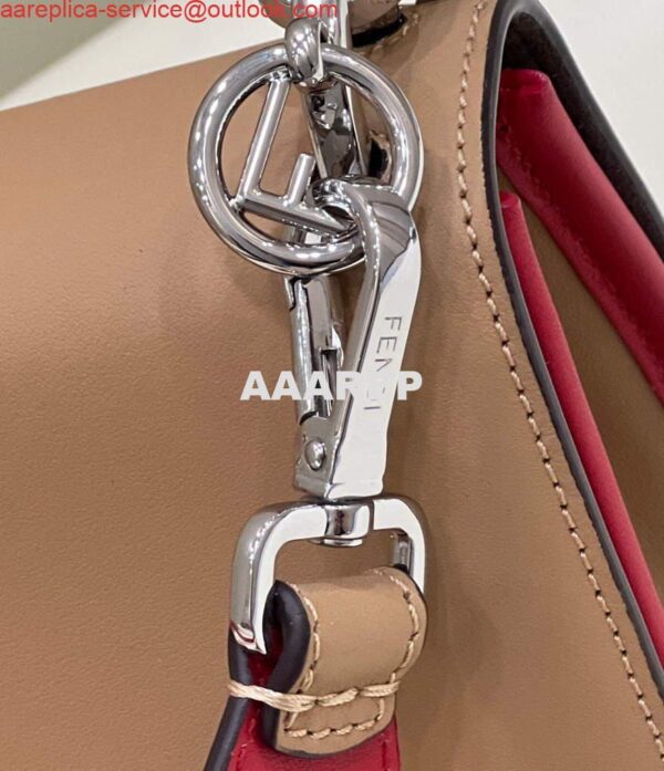 Replica Fendi 8BT284 Kan I F Leather Bag Apricot Red 6