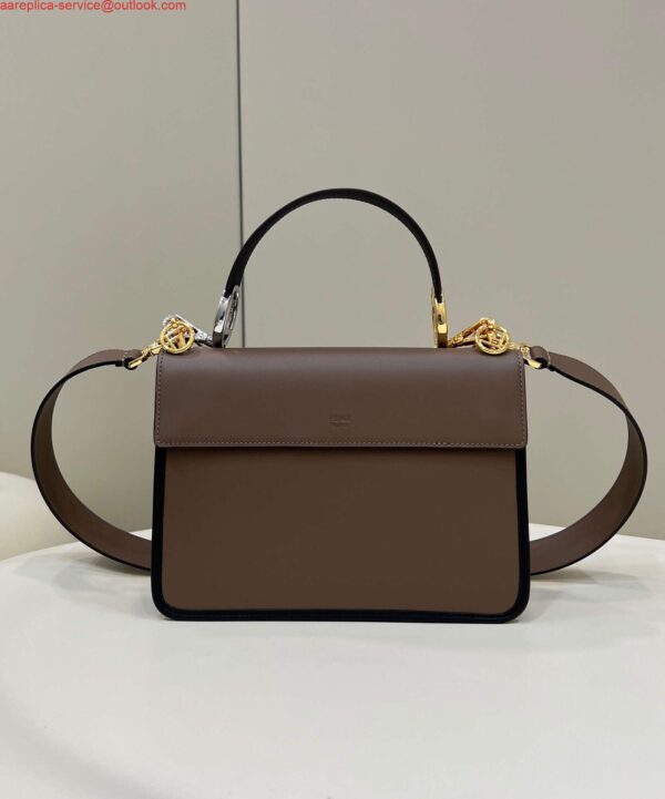 Replica Fendi 8BT284 Kan I F Leather Bag Brown