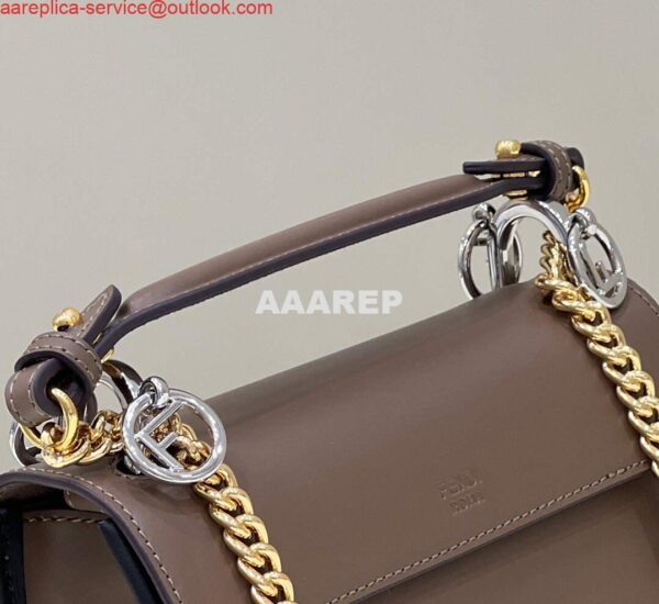 Replica Fendi 8BT286 Kan I F Small Leather Mini Bag Brown 4