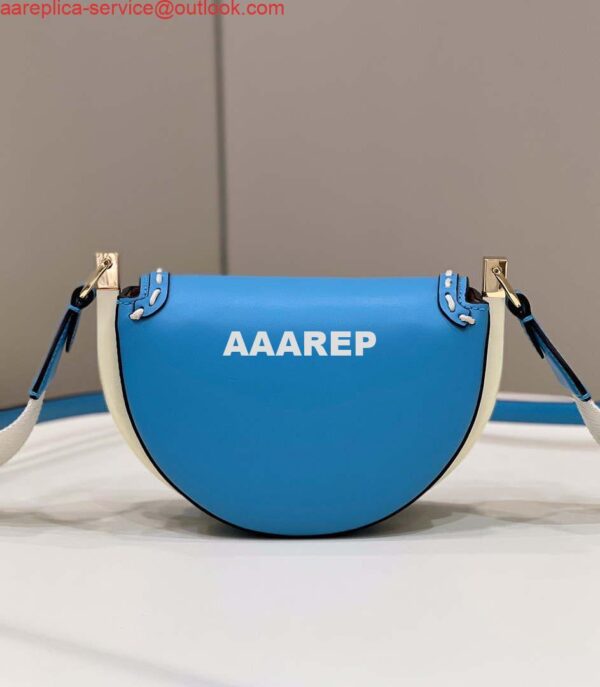Replica Fendi 8BT346 Moonlight Shoulder Saddle Leather Bag Blue 3