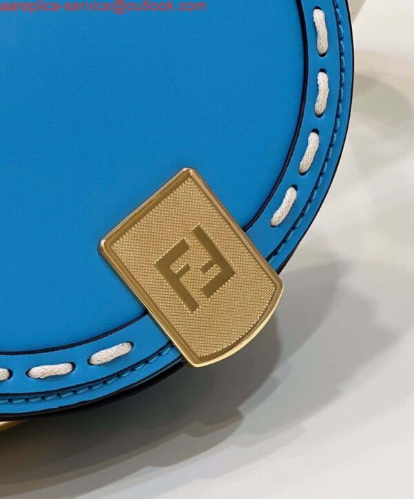 Replica Fendi 8BT346 Moonlight Shoulder Saddle Leather Bag Blue 8