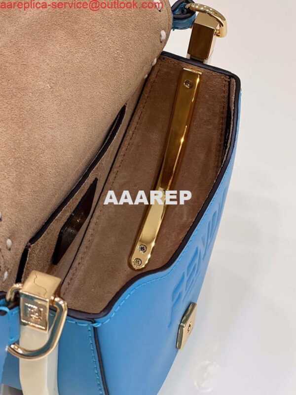 Replica Fendi 8BT346 Moonlight Shoulder Saddle Leather Bag Blue 10