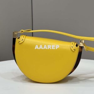 Replica Fendi 8BT346 Moonlight Shoulder Saddle Leather Bag Yellow