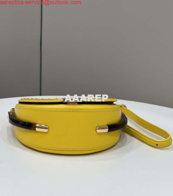 Replica Fendi 8BT346 Moonlight Shoulder Saddle Leather Bag Yellow 5