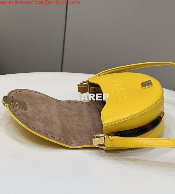 Replica Fendi 8BT346 Moonlight Shoulder Saddle Leather Bag Yellow 9