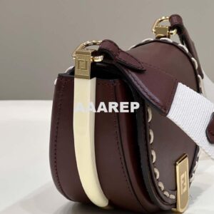 Replica Fendi 8BT346 Moonlight Shoulder Saddle Leather Wine Red 2